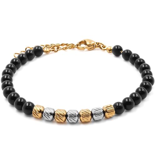 Bracelet en acier doré - onyx