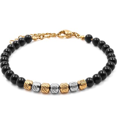 Gold steel bracelet - onyx