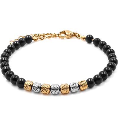 Bracelet en acier doré - onyx