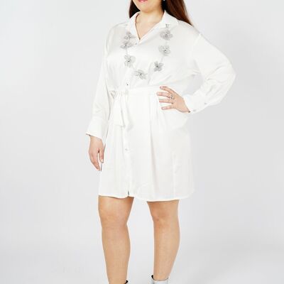 Satin shirt dress - QLASIC ECRU