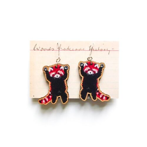 Red Panda Wooden Earrings