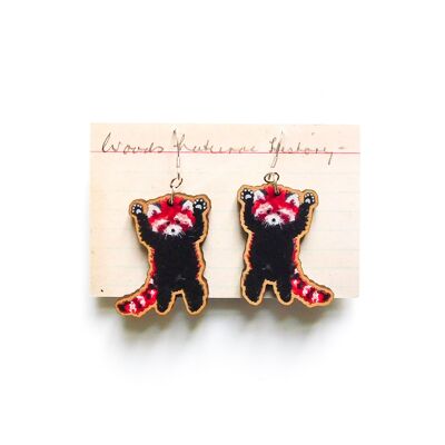 Boucles d'oreilles en bois Panda roux