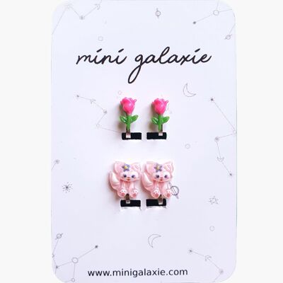 Pendientes de clip elegantes para niños - rosas y zorros 🌹