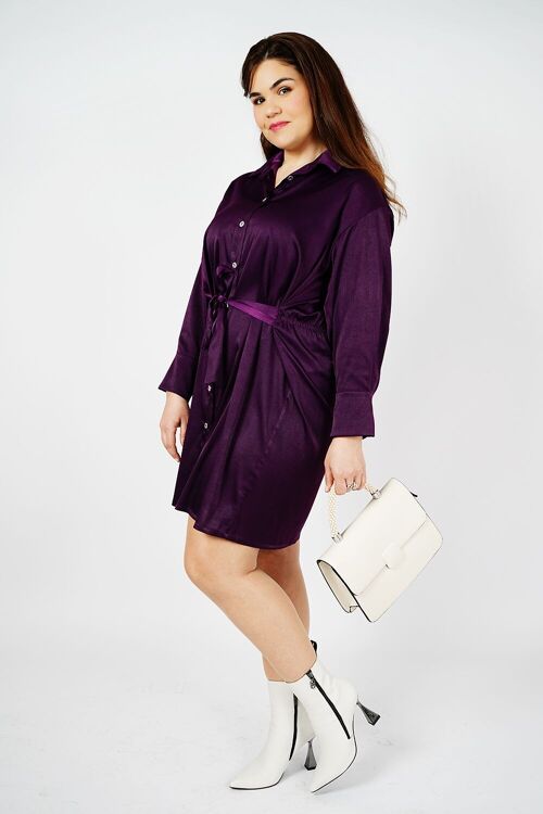 Robe chemise en satin - QLASIC VIOLET