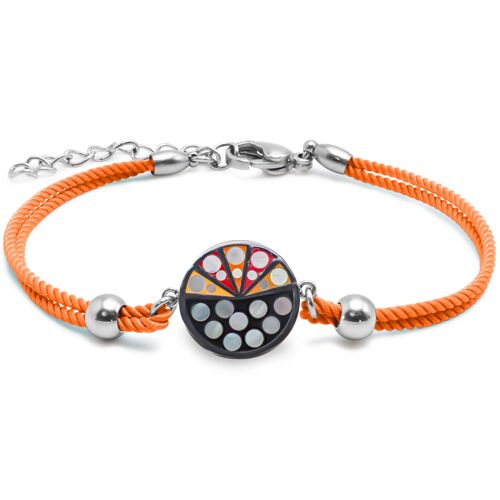 Bracelet en acier coton orange - email et nacre