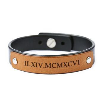 Bracelet en cuir noir personnalisé avec un détail en cuir supplémentaire 1
