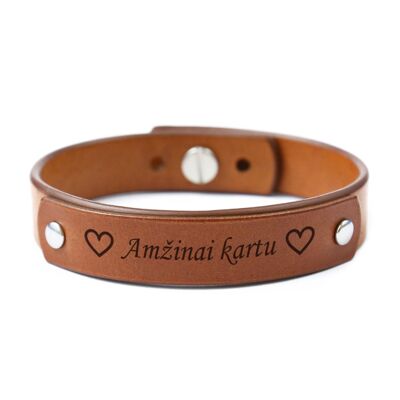 Bracciale In Pelle Marrone Personalizzato Con Un Ulteriore Dettaglio In Pelle