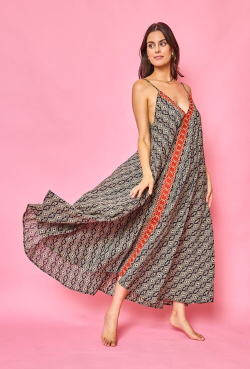 Robe longue bohème coton à bretelles