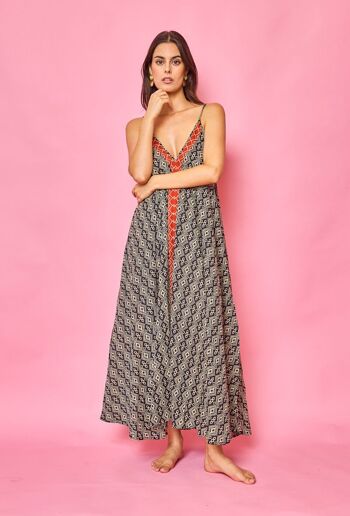 Robe longue bohème coton à bretelles 3