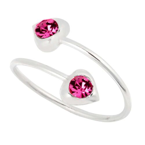 Pink Crystal Hearts Toe Ring