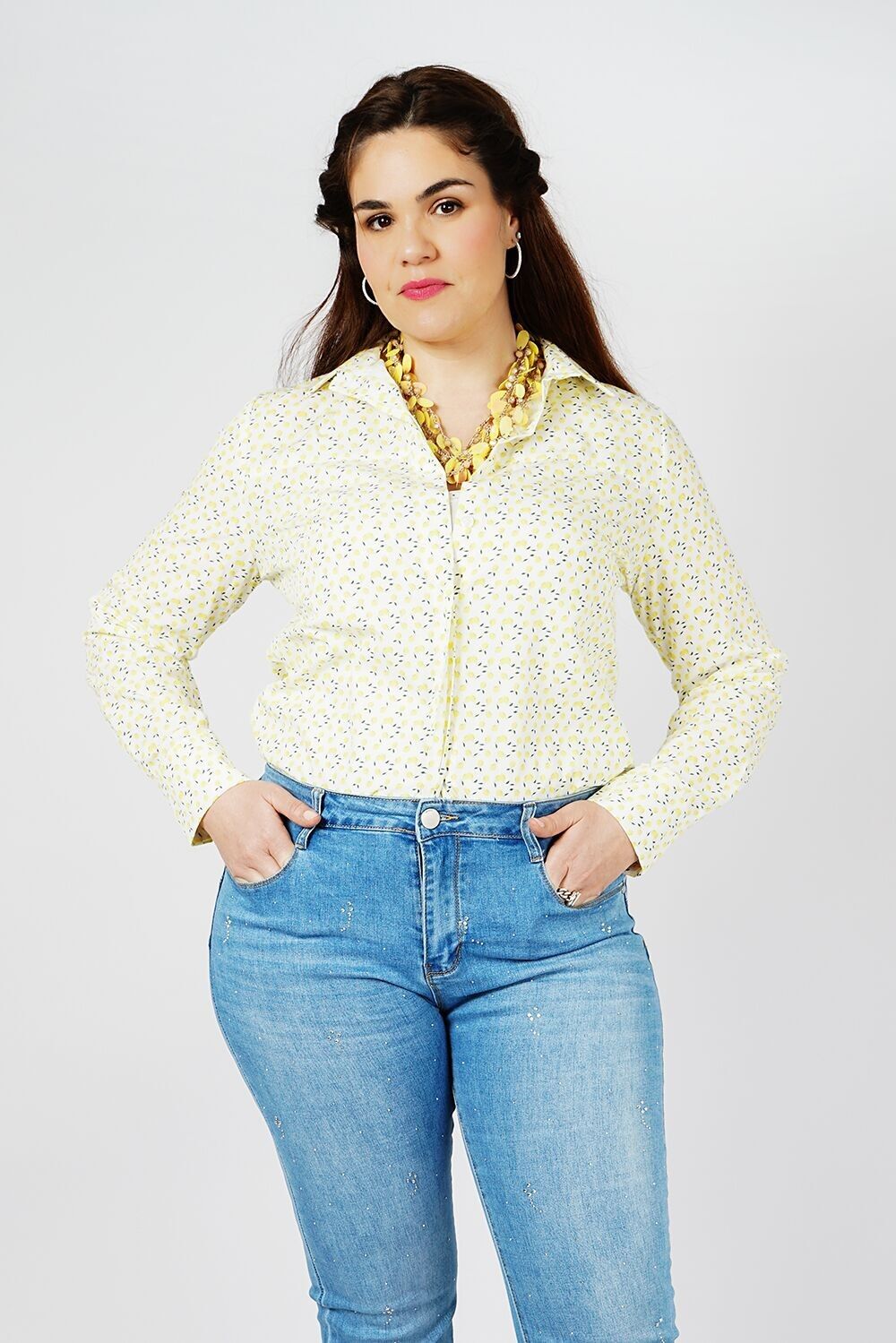 Chemise cintrée imprimée - SOLOX JAUNE