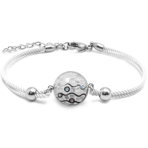 Bracelet en acier coton blanche - email et nacre