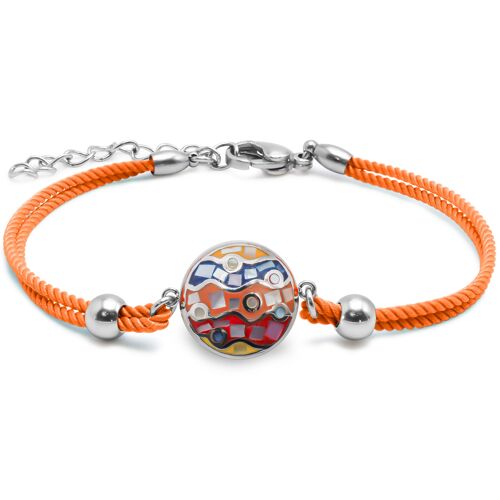 Bracelet en acier coton orange - email et nacre