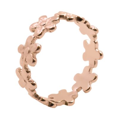 Adjustable steel ring - Pink PVD flowers