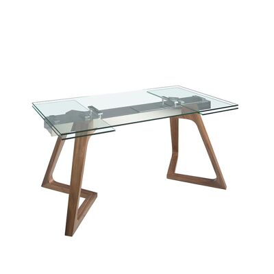 Modern design rectangular extendable dining table with tempered glass top 1115