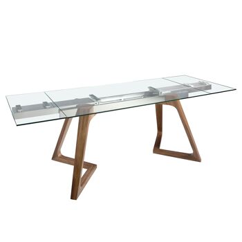 Table à manger rectangulaire extensible de design moderne avec plateau en verre trempé 1115 2