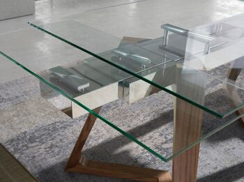 Table à manger rectangulaire extensible de design moderne avec plateau en verre trempé 1115 6