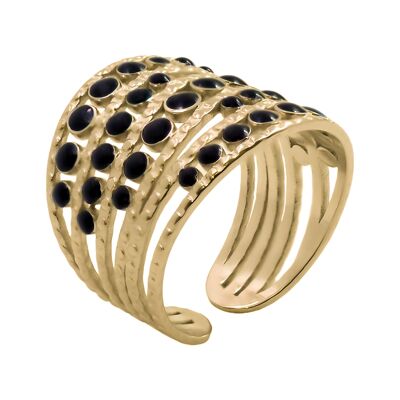 Anillo de acero ajustable - PVD dorado - correo electrónico