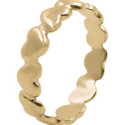 Adjustable steel ring - gold PVD - hearts
