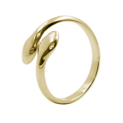 Adjustable steel ring - gold PVD - snakes
