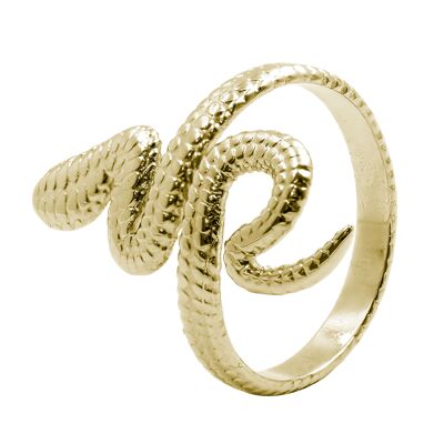 Adjustable steel ring - gold PVD - snake
