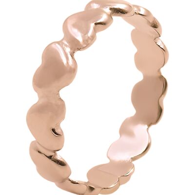 Adjustable steel ring - pink PVD - hearts