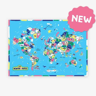 NOUVEAU ! Planisphère - Affiche déco pour chambre d'enfant - Les Mini Mondes