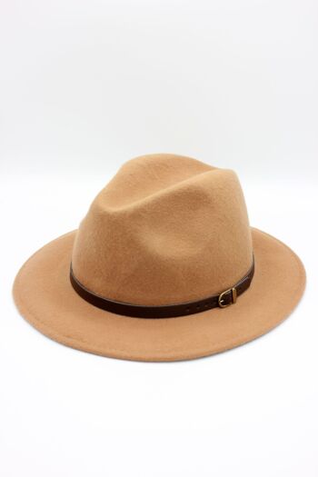 Chapeau Fedora en laine classique avec ceinture 11