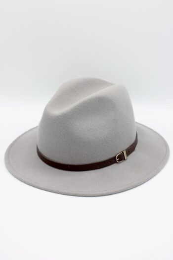 Chapeau Fedora en laine classique avec ceinture 14