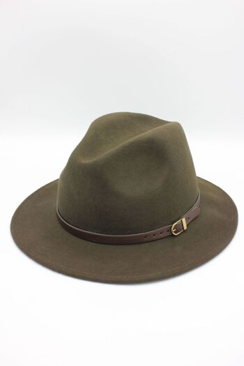 Chapeau Fedora en laine classique avec ceinture 17