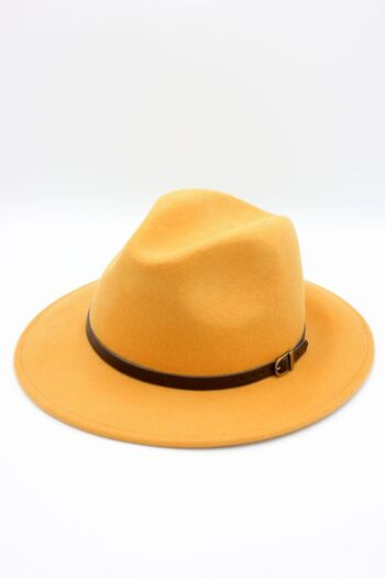 Chapeau Fedora en laine classique avec ceinture 20