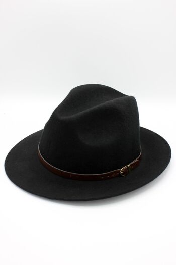 Chapeau Fedora en laine classique avec ceinture 21