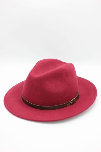 Chapeau Fedora en laine classique avec ceinture 26