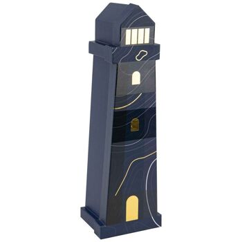 Coffret Carton forme de Phare Bleu Abysse 42x13x10cm 1