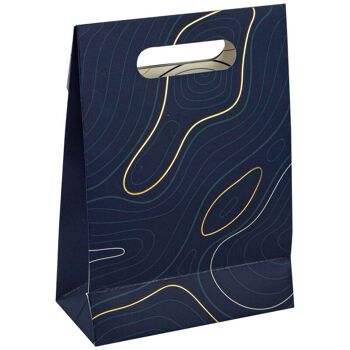 Pochette Cadeau Carton Rectangulaire Bleu Abysse 19x9x27 cm 3