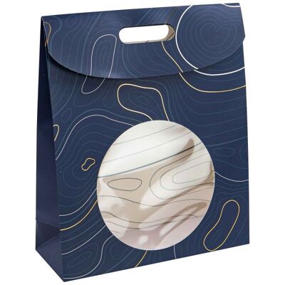 Borsa regalo rettangolare in cartone Abyss Blue 32x12x38 cm