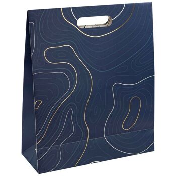 Pochette Cadeau Carton Rectangulaire Bleu Abysse 32x12x38cm 3