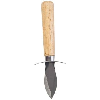 Couteau a Huitres Bois avec Support Marron 17x7,5cm 3