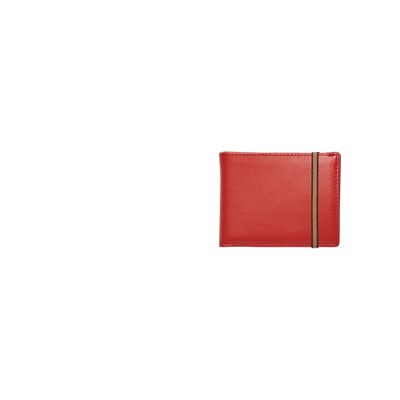 Portefeuille-portemonnaie Rouge Corail avec élastique