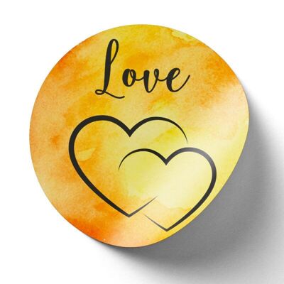 Yellow Love Round Sticker Diameter 4cm - lot of 500