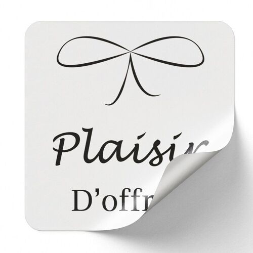 Sticker Rectangulaire Blanc Plaisir D'offrir 4x3,5cm