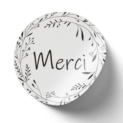 Weißer runder Aufkleber „Thank You“, Durchmesser 4 cm – Packung mit 500 Stück