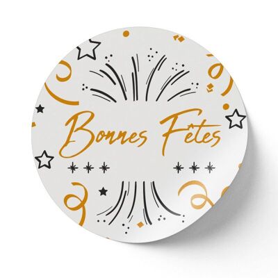 Sticker Ronde Bonne Fete Blanc Diametre 4cm - lot de 500