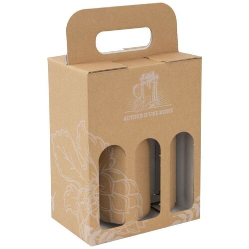 Coffret carton kraft pour 6 bieres type LONG NECK