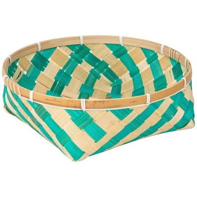 Round Bamboo Basket Green Verde 30x9cm