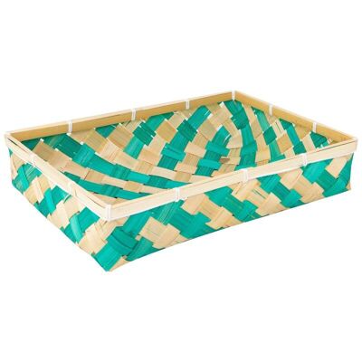 Verde Green Rectangular Bamboo Basket 36x27x7cm