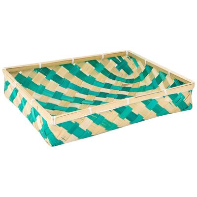 Corbeille Bambou Rectangulaire Vert Verde 38x32x7cm