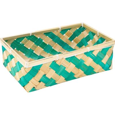 Verde Green Rectangular Bamboo Basket 30x20x10 cm