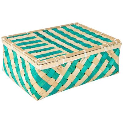 Caja bambú rectangular verde verde 37x27x14cm