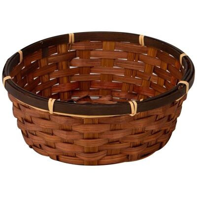 Round Rustic Brown Bamboo Basket 23x8 cm